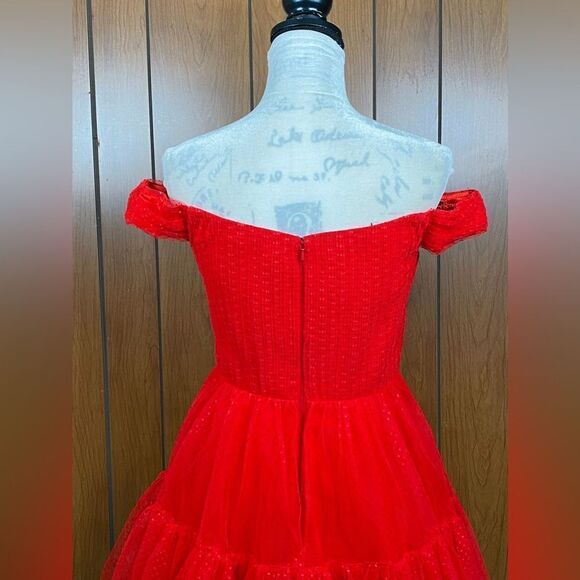 ML Monique Lhuillier Tulle Off The Shoulder Mini Dress size 6 - Picture 13 of 16